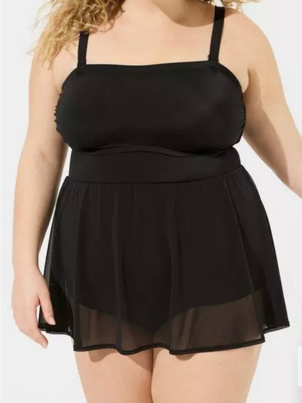 NEW Torrid Wireless Strapless Mesh Skirted Swimsuit Size 3X Black